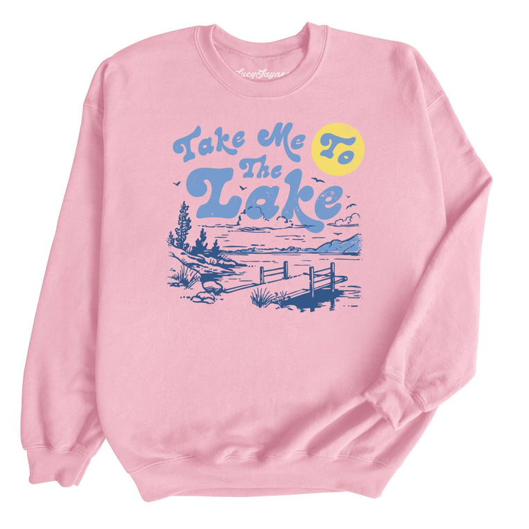 Take Me To The Lake Graphic Sweatshirt - Light Pink