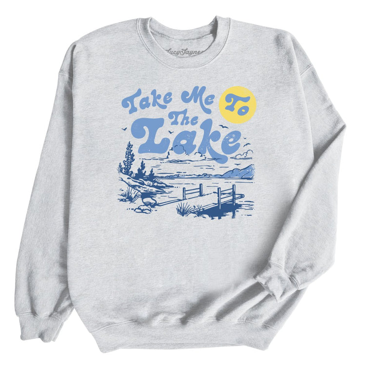 Take Me To The Lake Graphic Sweatshirt - Ash