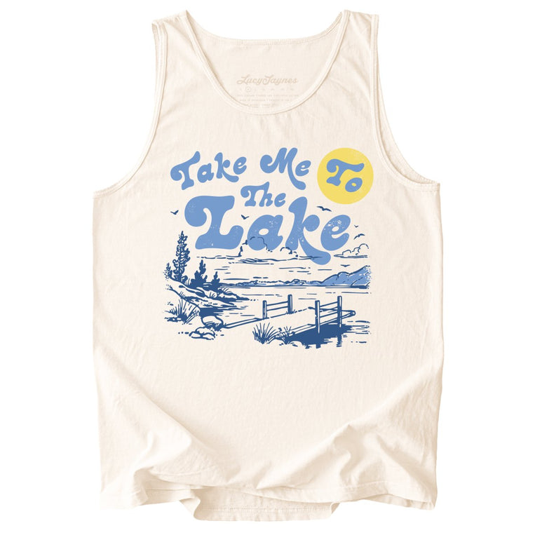 Take Me To The Lake Comfort Colors Graphic Tank Top - Ivory