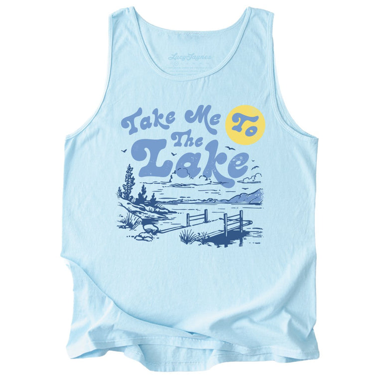 Take Me To The Lake Comfort Colors Graphic Tank Top - Chambray