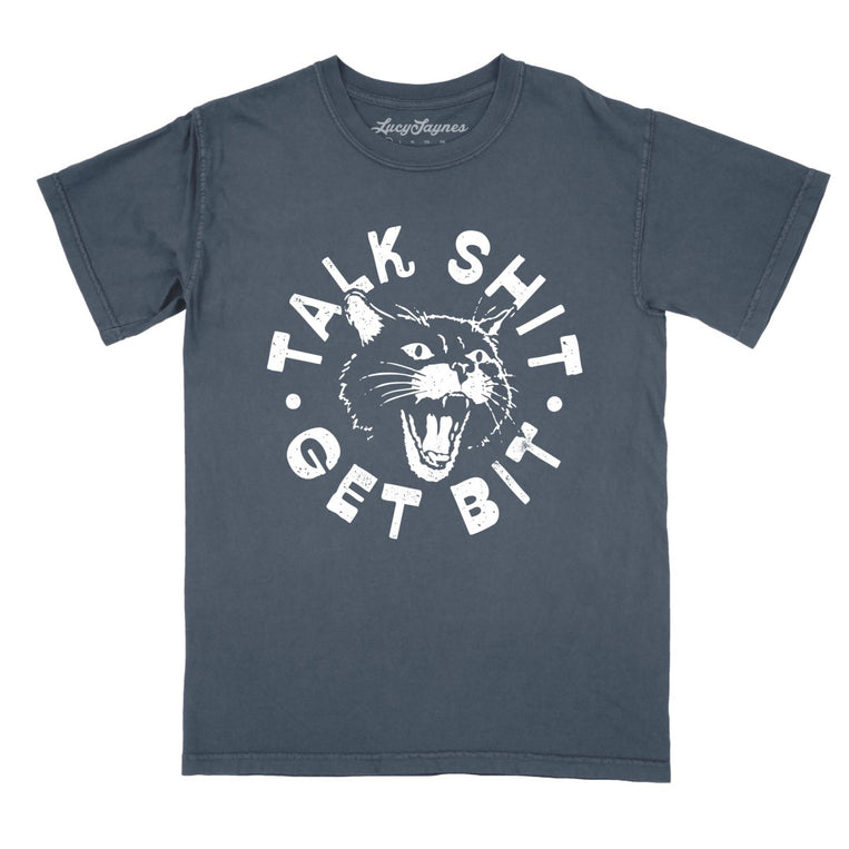 Talk Shit Get Bit Comfort Colors Graphic Tee - Denim