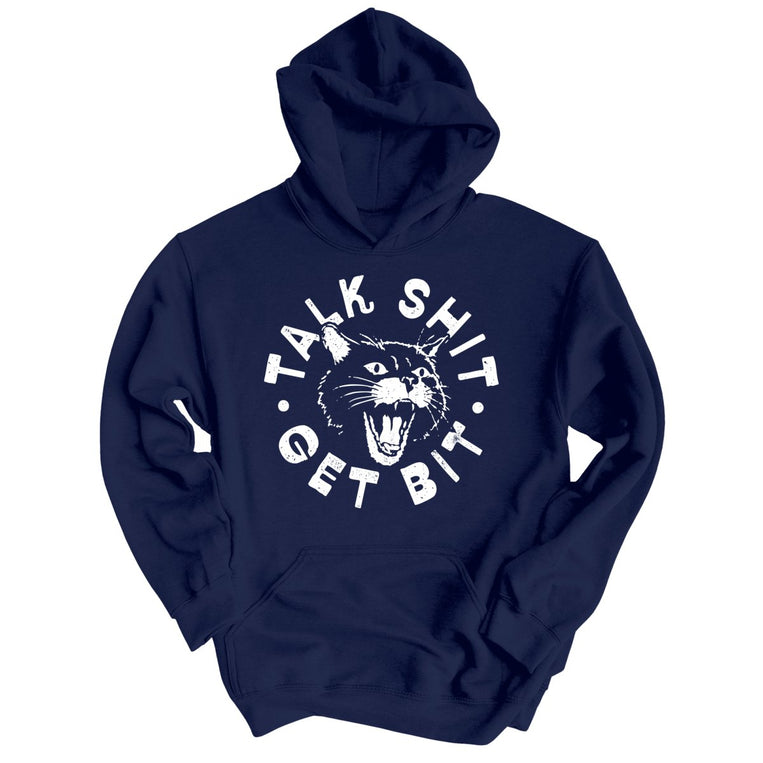 Talk Shit Get Bit Graphic Hoodie - Navy
