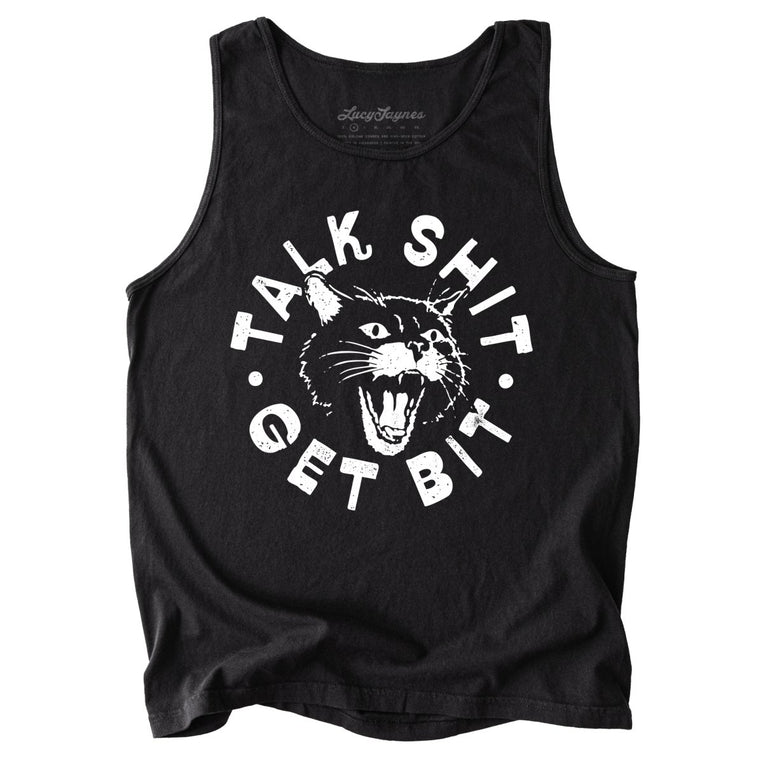 Talk Shit Get Bit Comfort Colors Graphic Tank Top - Black