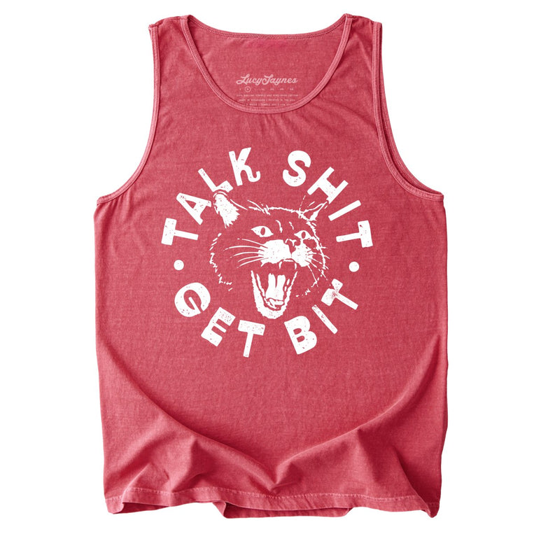 Talk Shit Get Bit Comfort Colors Graphic Tank Top - Crimson