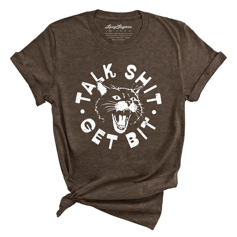 Talk Shit Get Bit Graphic Tee - Heather Brown