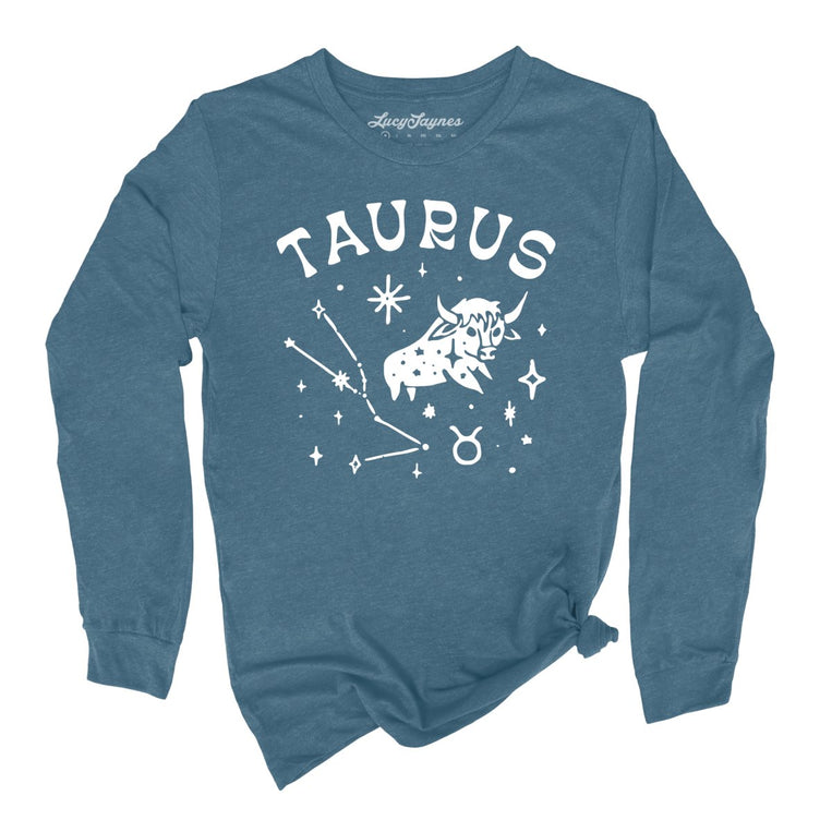 Taurus Graphic Long Sleeve Tee - Heather Deep Teal