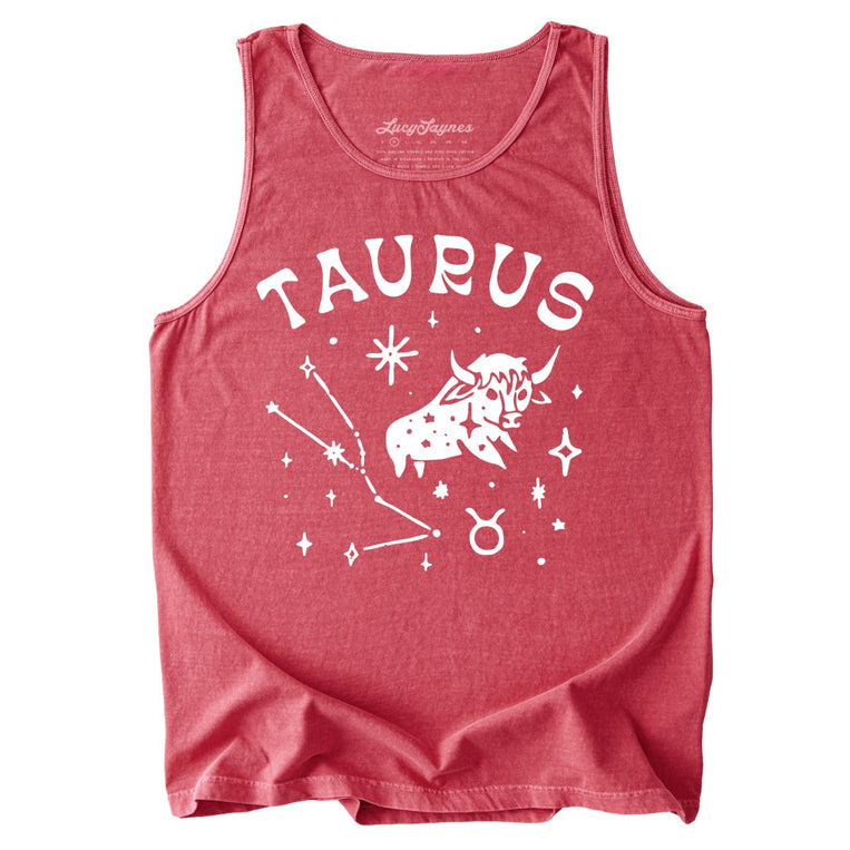 Taurus Comfort Colors Graphic Tank Top - Crimson