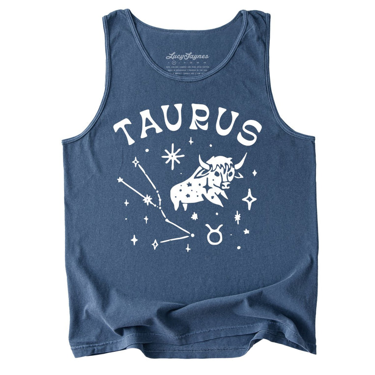 Taurus Comfort Colors Graphic Tank Top - Denim