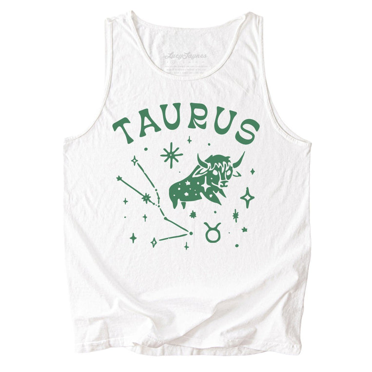 Taurus Comfort Colors Graphic Tank Top - White