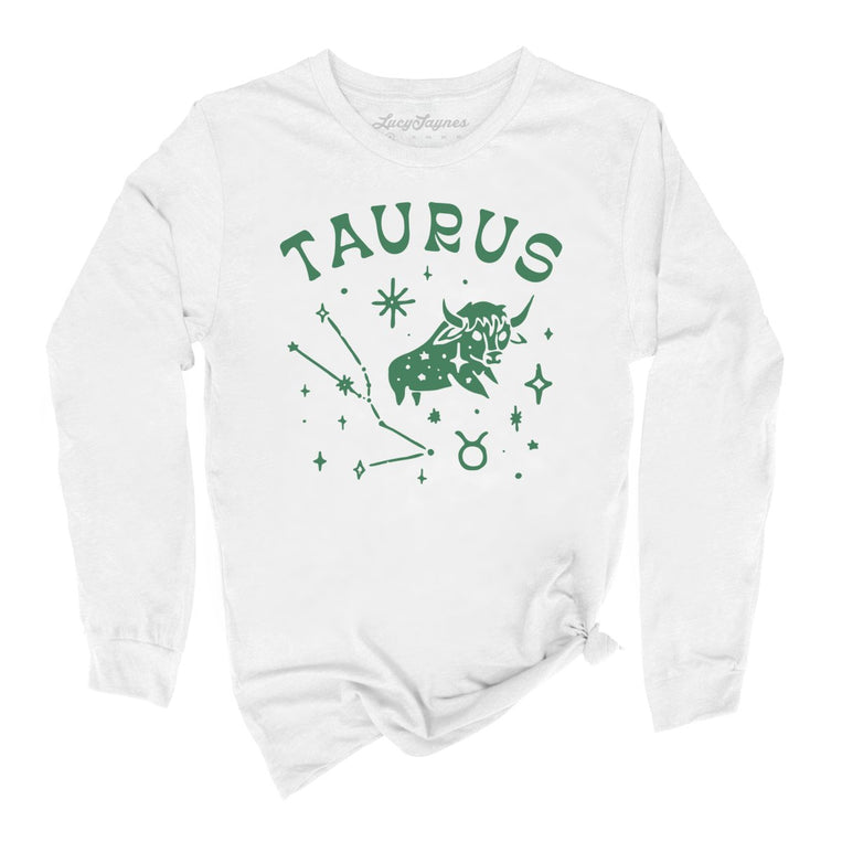Taurus Graphic Long Sleeve Tee - White