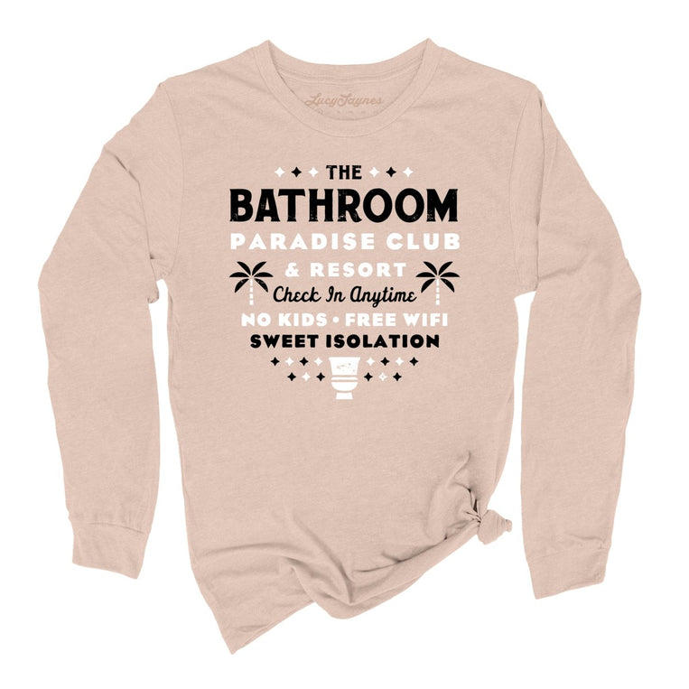 The Bathroom Paradise Club Graphic Long Sleeve Tee - Sand Dune