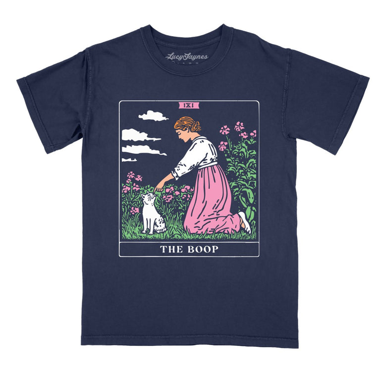 The Boop Tarot Card Comfort Colors Graphic Tee - True Navy