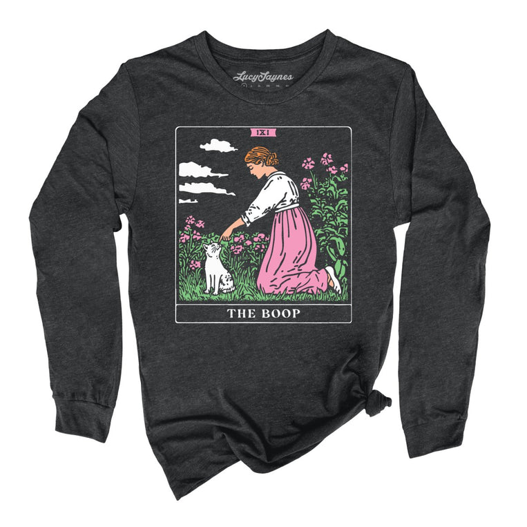 The Boop Tarot Card Graphic Long Sleeve Tee - Dark Grey Heather
