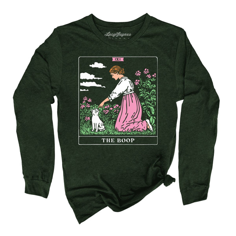 The Boop Tarot Card Graphic Long Sleeve Tee - Heather Forest