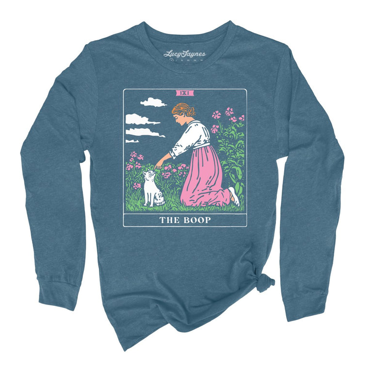 The Boop Tarot Card Graphic Long Sleeve Tee - Heather Deep Teal