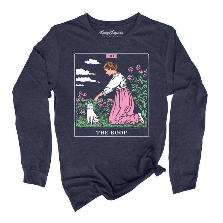 The Boop Tarot Card Graphic Long Sleeve Tee - Heather Navy