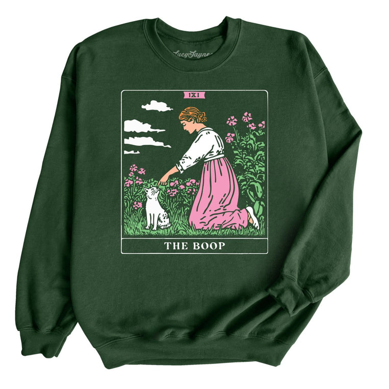 The Boop Tarot Card Graphic Sweatshirt - Forest Green