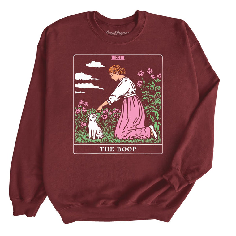 The Boop Tarot Card Graphic Sweatshirt - Maroon