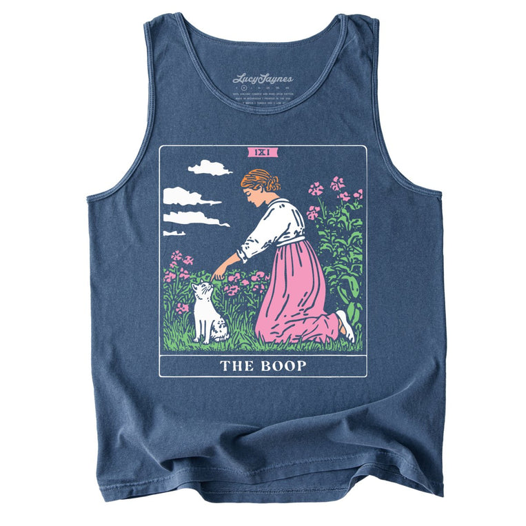 The Boop Tarot Card Comfort Colors Graphic Tank Top - Denim