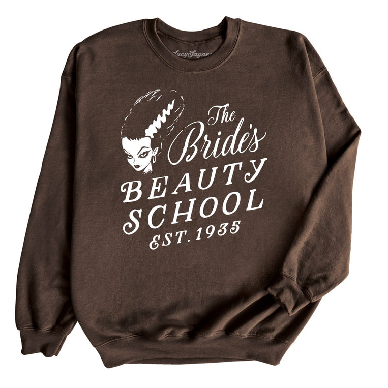 The Bride's Beauty School Graphic Sweatshirt - Dark Chocolate