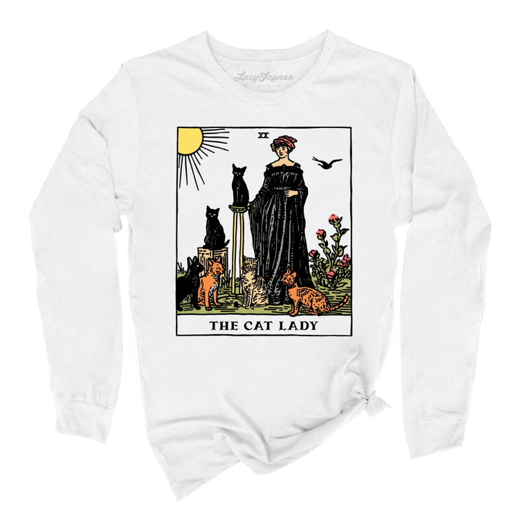The Cat Lady Tarot Card Graphic Long Sleeve Tee
