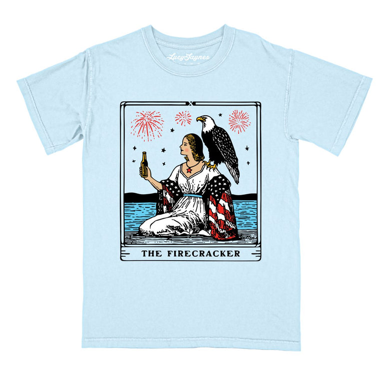 The Firecracker Tarot Card Comfort Colors Graphic Tee - Chambray