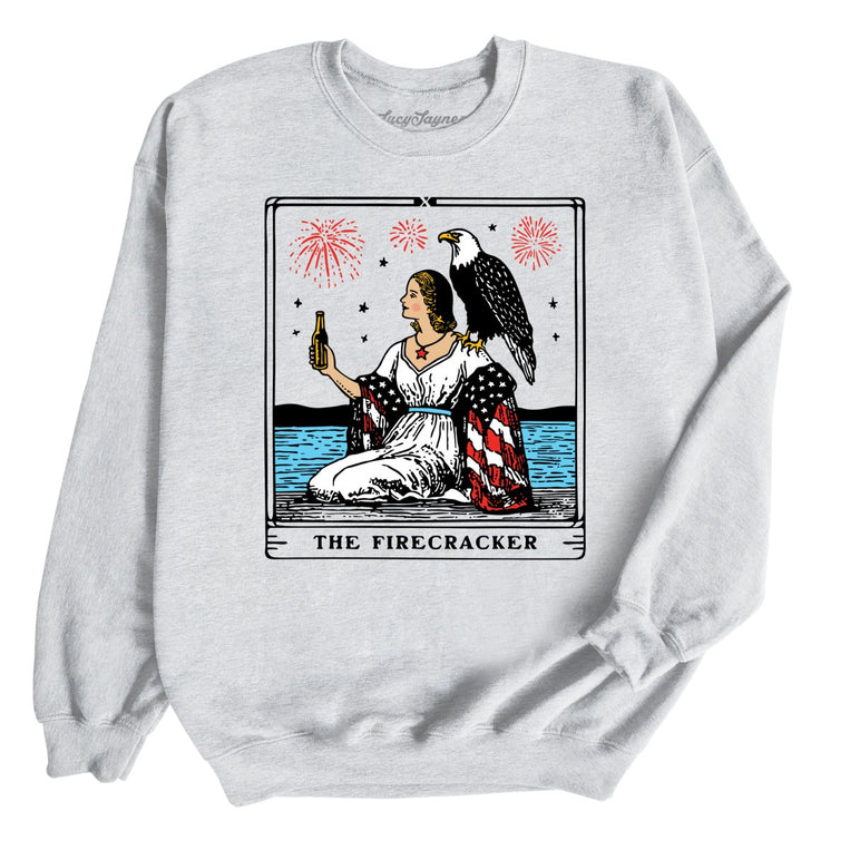 The Firecracker Tarot Card Graphic Sweatshirt - Ash