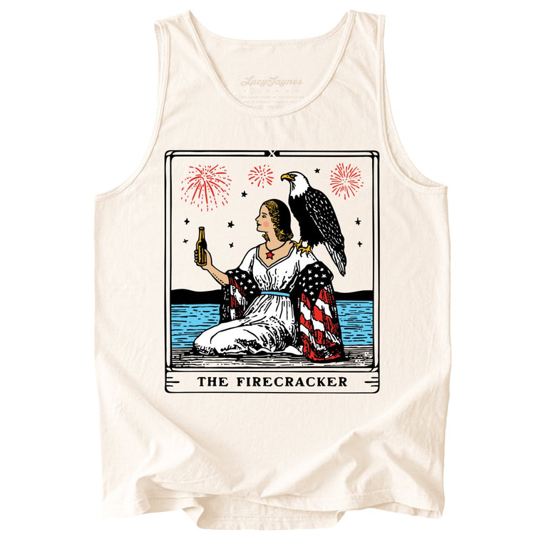 The Firecracker Tarot Card Comfort Colors Graphic Tank Top - Ivory