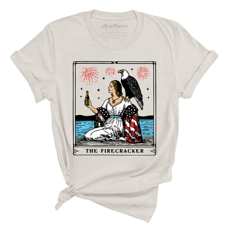 The Firecracker Tarot Card Graphic Tee - Heather Dust