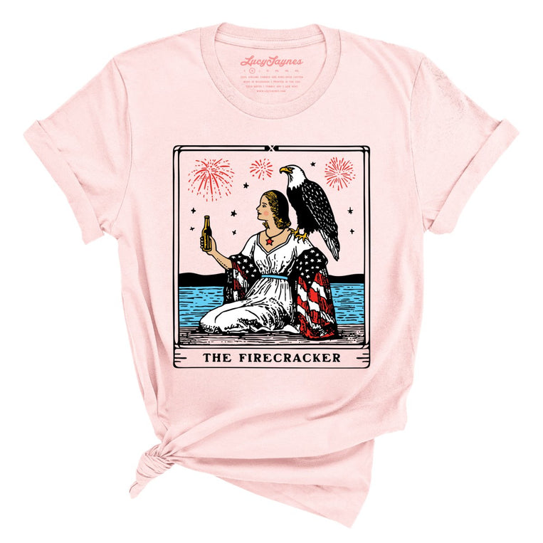 The Firecracker Tarot Card Graphic Tee - Soft Pink