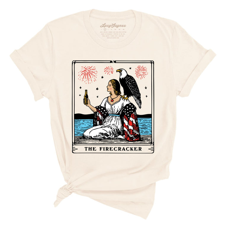 The Firecracker Tarot Card Graphic Tee - Natural