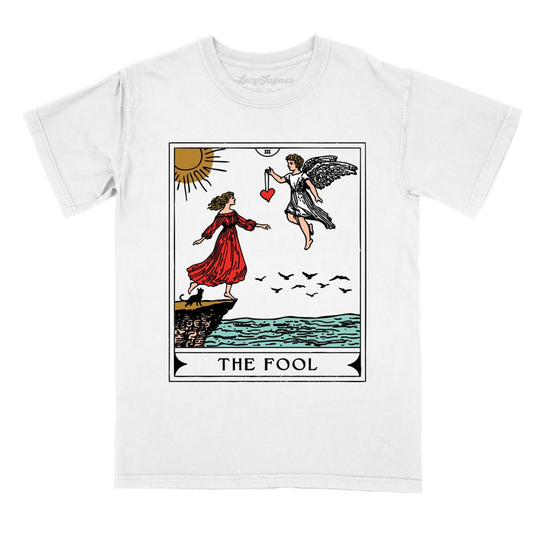 The Fool Tarot Card Comfort Colors Graphic Tee - White