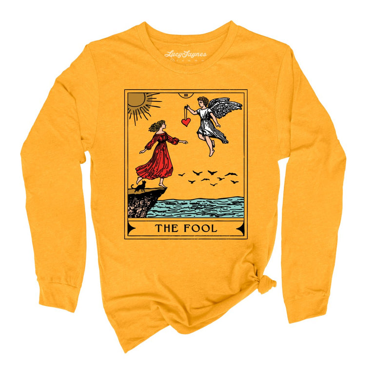 The Fool Tarot Card Graphic Long Sleeve Tee - Gold