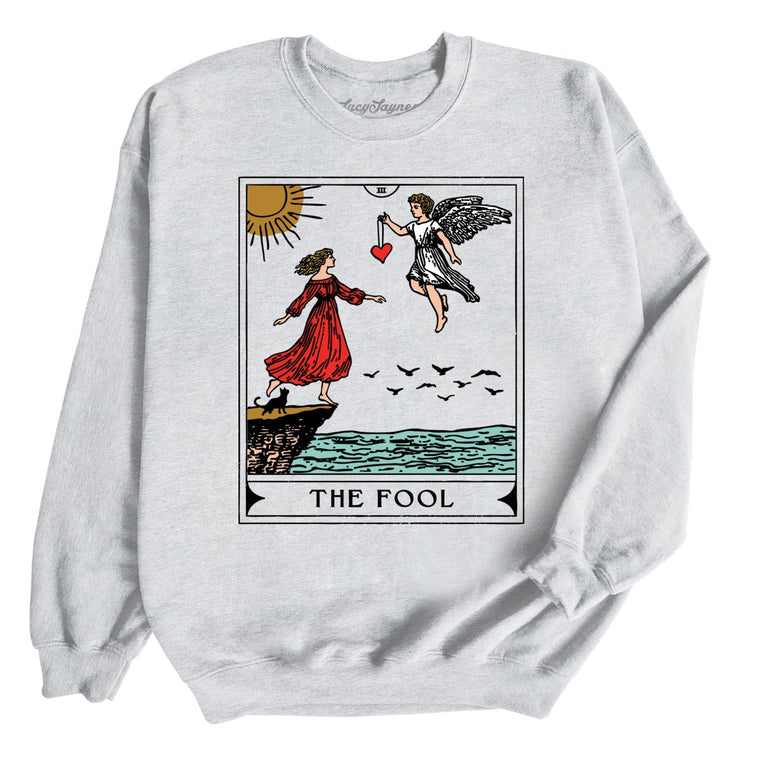 The Fool Tarot Card Graphic Sweatshirt - Ash
