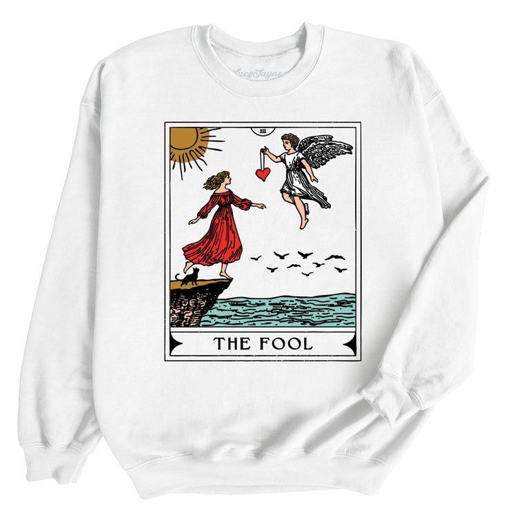 The Fool Tarot Card Graphic Sweatshirt - White