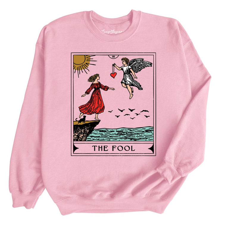 The Fool Tarot Card Graphic Sweatshirt - Light Pink