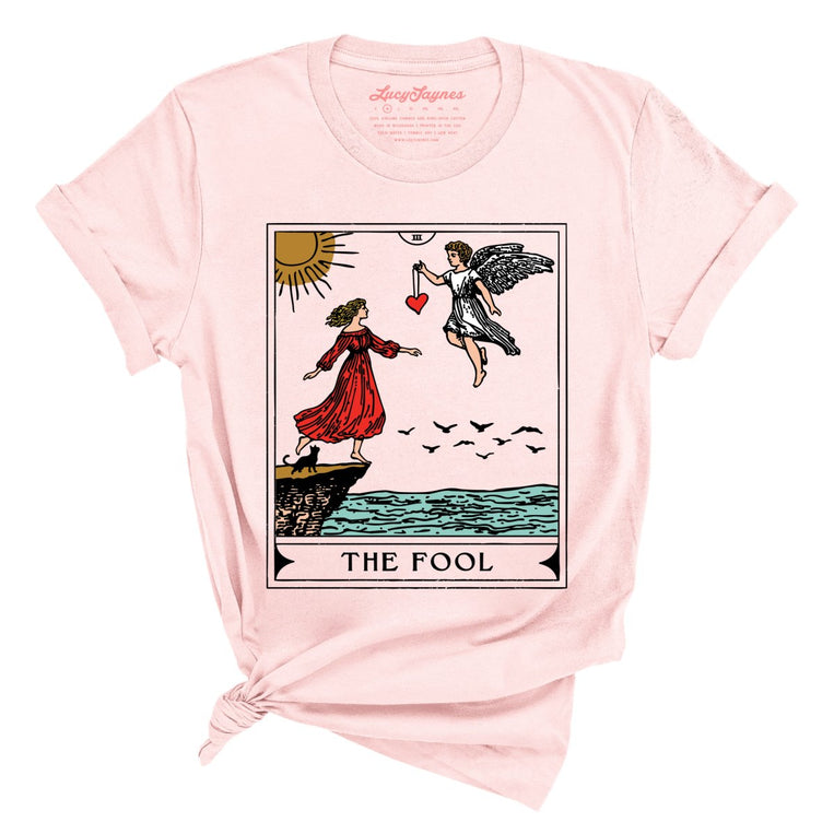 The Fool Tarot Card Graphic Tee - Soft Pink