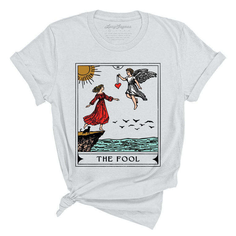 The Fool Tarot Card Graphic Tee - Silver