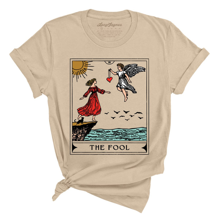 The Fool Tarot Card Graphic Tee - Tan