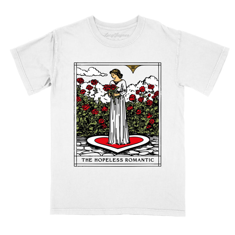 The Hopeless Romantic Tarot Card Comfort Colors Graphic Tee - White