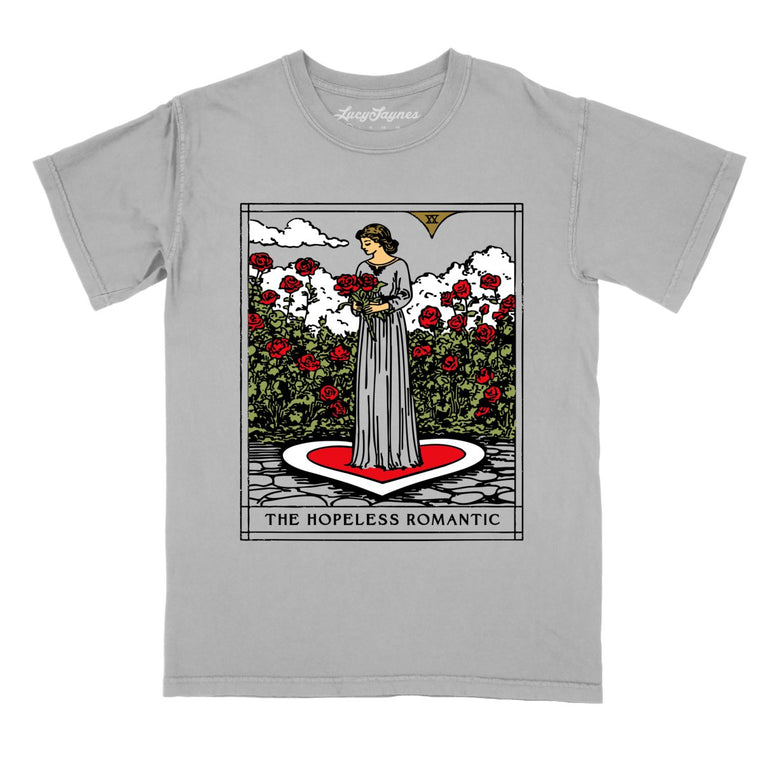 The Hopeless Romantic Tarot Card Comfort Colors Graphic Tee - Granite