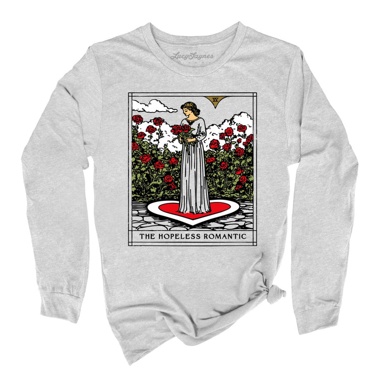 The Hopeless Romantic Tarot Card Graphic Long Sleeve Tee - Athletic Heather