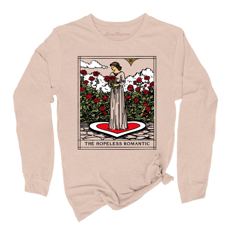 The Hopeless Romantic Tarot Card Graphic Long Sleeve Tee - Sand Dune