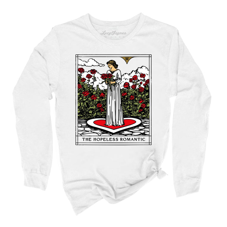 The Hopeless Romantic Tarot Card Graphic Long Sleeve Tee - White