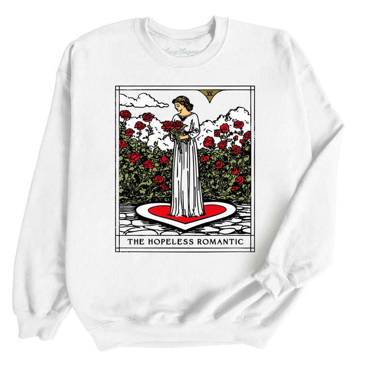 The Hopeless Romantic Tarot Card Graphic Sweatshirt - White