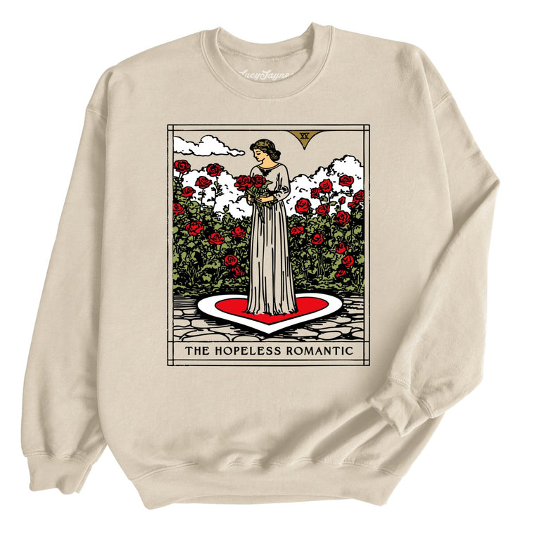 The Hopeless Romantic Tarot Card Graphic Sweatshirt - Sand
