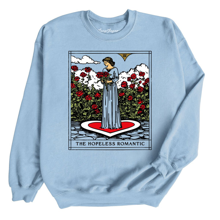The Hopeless Romantic Tarot Card Graphic Sweatshirt - Light Blue