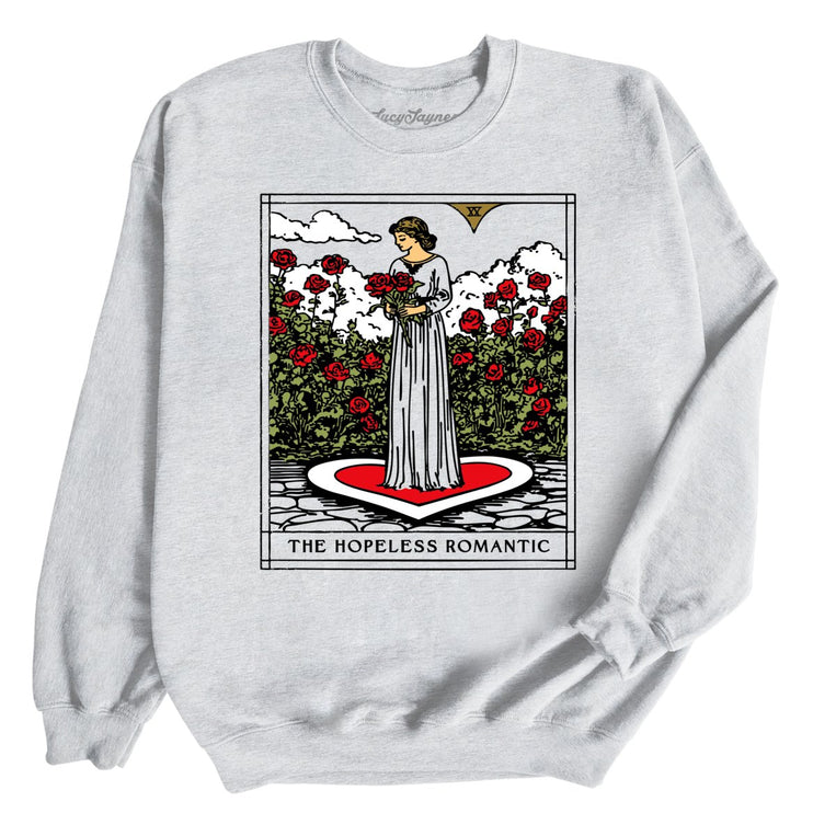 The Hopeless Romantic Tarot Card Graphic Sweatshirt - Ash