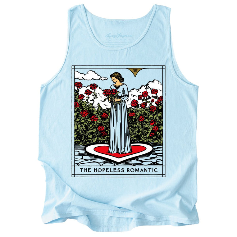 The Hopeless Romantic Tarot Card Comfort Colors Graphic Tank Top - Chambray