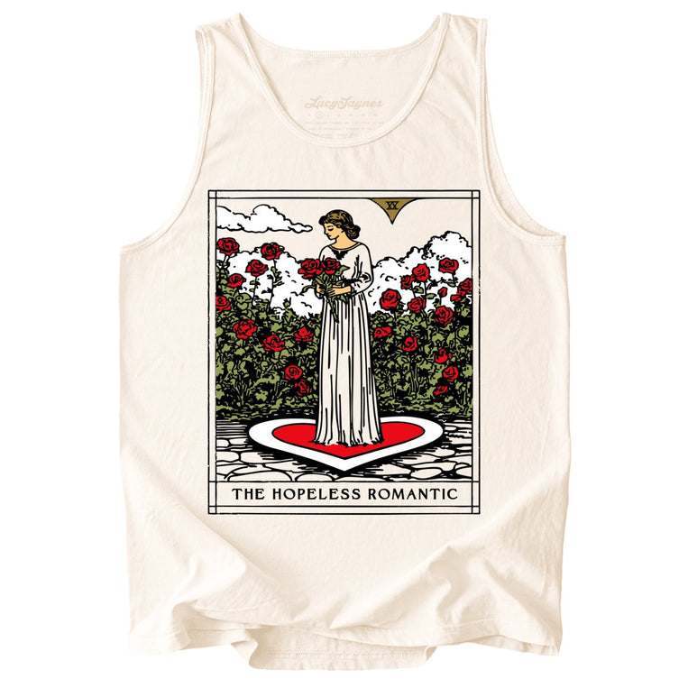 The Hopeless Romantic Tarot Card Comfort Colors Graphic Tank Top - Ivory
